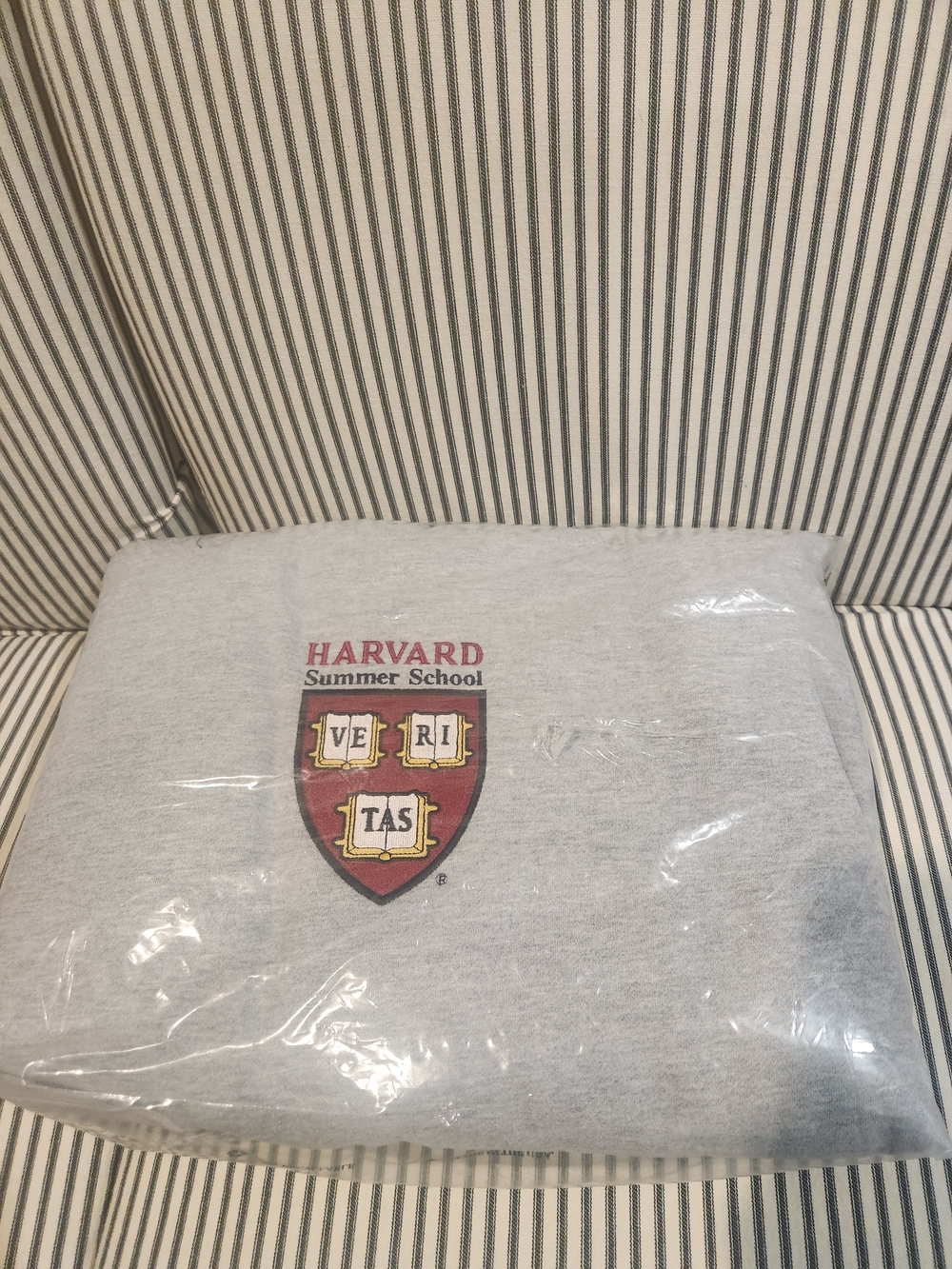 Harvard Summer School Gray Sweatshirt Blanket With Crest
